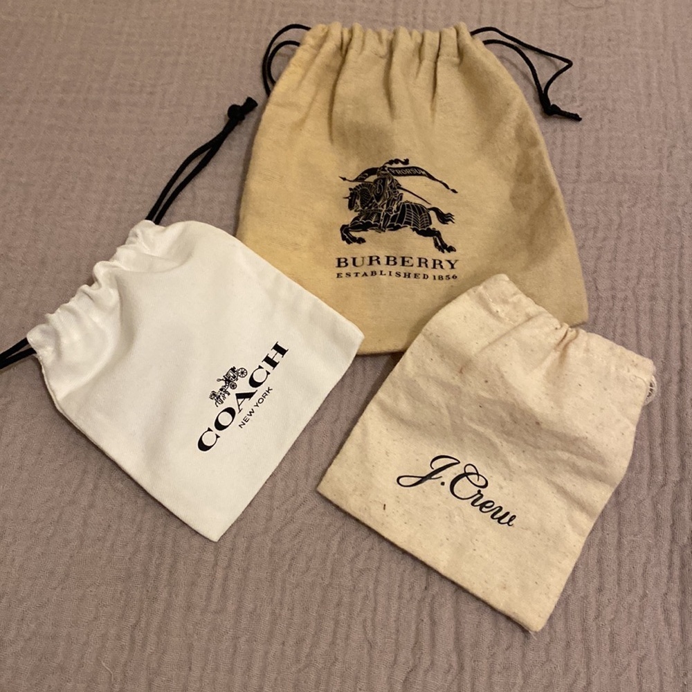 Burberry, Coach , J.Crew small drawstring dust bag . Set